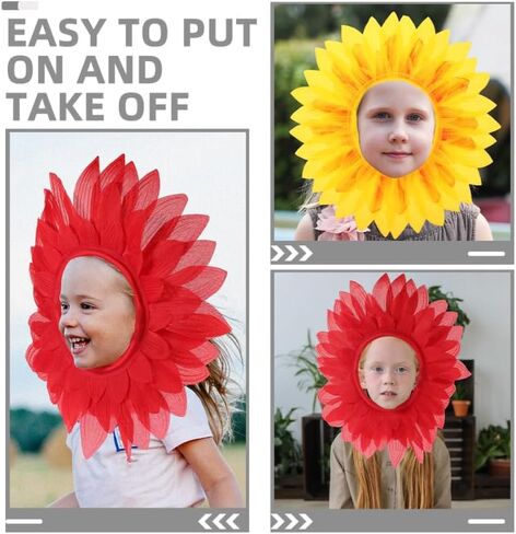 Abaodam 2pcs Sunflower Costume Sunflower Headgear Yellow Flower Headgear Performance Props for Halloween Dance Cosplay Party in Kuwait