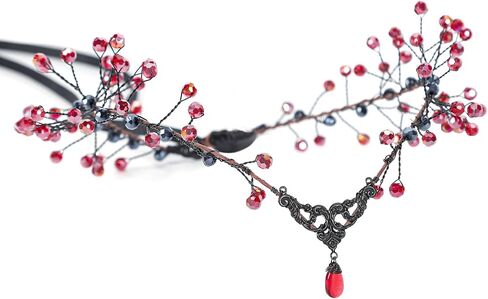 MOSTORY Gothic Beaded Elf Crown, Elven Circlet for Renaissance Fairy Accessories Women, Witch Headpiece for Cosplay Renfaire in Kuwait