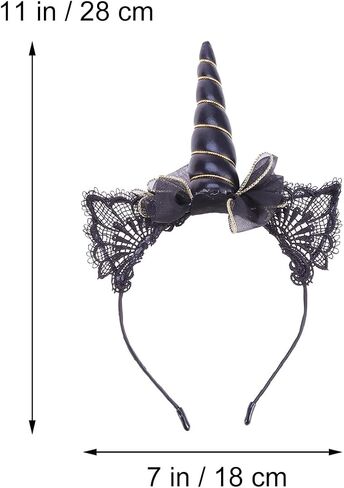 Lurrose 2pcs Black Unicorn Headband Lace Cat Ear Headband with Bow Party Headdress for Women in Kuwait