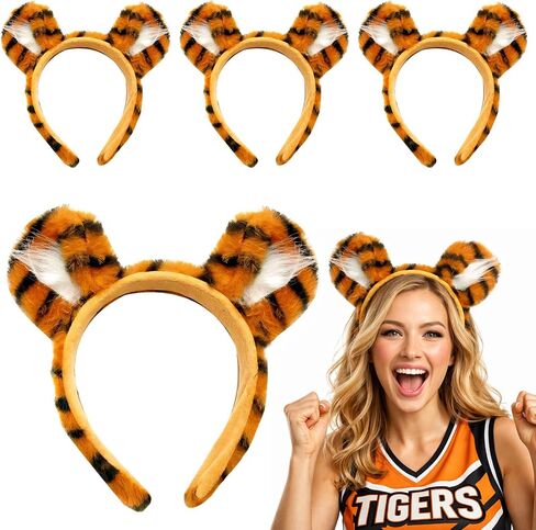 4 Pcs Tiger Plush Mascot Gameday Tigers Fan Headband Costume Outfit Accessory Halloween Party Favor Gift in Saudi Arabia