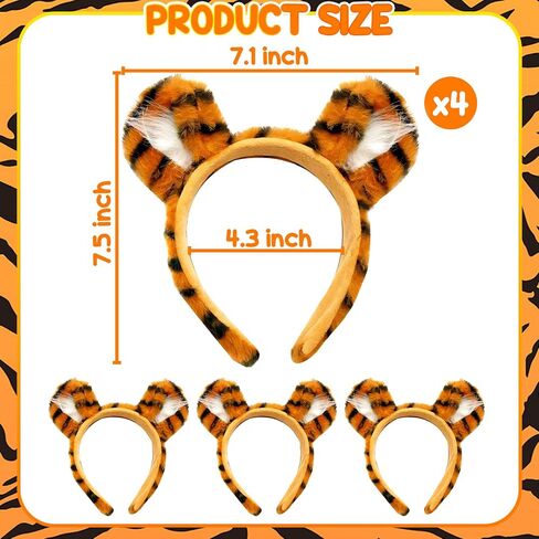 4 Pcs Tiger Plush Mascot Gameday Tigers Fan Headband Costume Outfit Accessory Halloween Party Favor Gift in Saudi Arabia