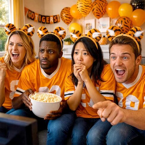 4 Pcs Tiger Plush Mascot Gameday Tigers Fan Headband Costume Outfit Accessory Halloween Party Favor Gift in Saudi Arabia