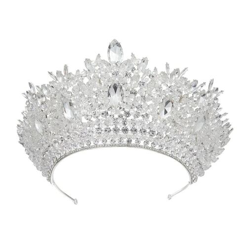 Women Handmade Crystal Beads Wedding Tiara Colorful pieces Bride Big Pageant Crown in Kuwait