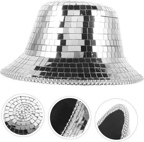 Disco Ball Cowboy Hat - Mirrored Ball Hat Cowgirl Fun Cosplay Party Disco Western Costume for Women Men for Halloween Dance Parties and Festive Events in Kuwait