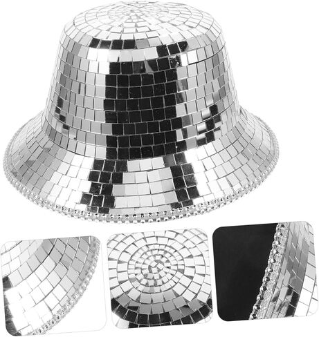 Disco Ball Cowboy Hat - Mirrored Ball Hat Cowgirl Fun Cosplay Party Disco Western Costume for Women Men for Halloween Dance Parties and Festive Events in Kuwait