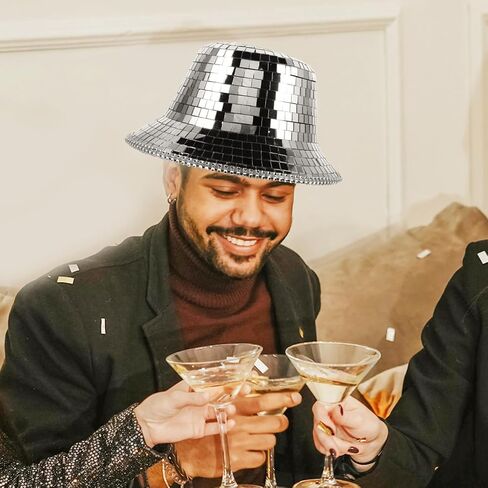 Disco Ball Cowboy Hat - Mirrored Ball Hat Cowgirl Fun Cosplay Party Disco Western Costume for Women Men for Halloween Dance Parties and Festive Events in Kuwait