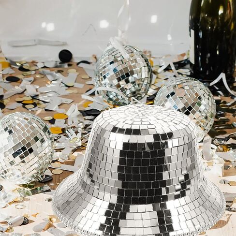 Disco Ball Cowboy Hat - Mirrored Ball Hat Cowgirl Fun Cosplay Party Disco Western Costume for Women Men for Halloween Dance Parties and Festive Events in Kuwait