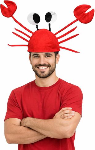 Crab Hat | Lobster Hat | Novelty Felt Crab Hats | Lobster Headpiece | Lobsters Claw Costume Accessories | Lobsters & Crabs Decor | Crabs Costume Accessory | Red Felt | Adjustable | 13" in Kuwait