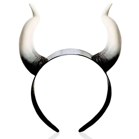 Devil Horns Headband for Women & Men- White Halloween Hairband, Cosplay Costume Horn Hair Hoop, Gothic Devil Horn Hair Accessory for Halloween Parties, Rave, Cosplay (White) in Saudi Arabia