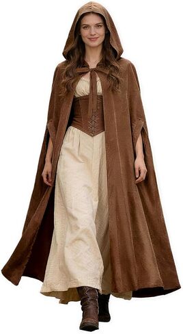 Ultrafun Women Renaissance Hood Cloak Arm Holes Medieval Cape with Hood for Halloween Costumes Cosplay in Kuwait