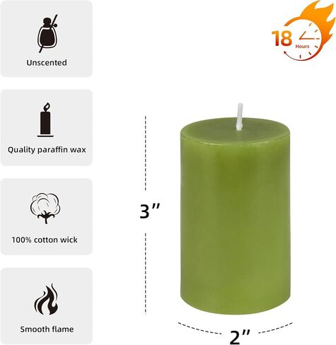 Jeco “2" Diameter by 3" Sage Green Pillar Candle,CPZ-2311 in Saudi Arabia