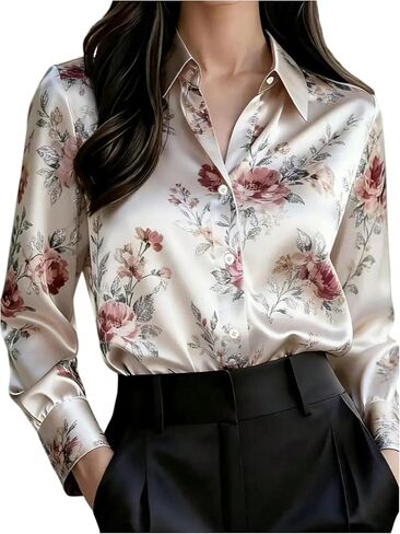 WDIRARA Women's Cow Print Button Down Shirts Long Sleeve Collared Blouse Work Dressy Tops in Kuwait