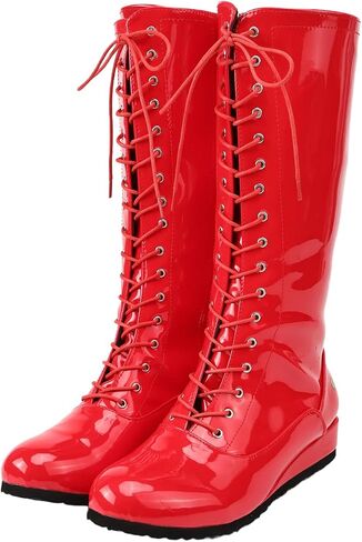 Mens Wrestling Boots Halloween Cosplay Knight Boots Mid Heel Shoes in Saudi Arabia