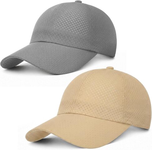 2 Pack Quick Dry Baseball Caps Lightweight Nylon Mesh Breathable Adjustable Hats, Sports Cap in Kuwait