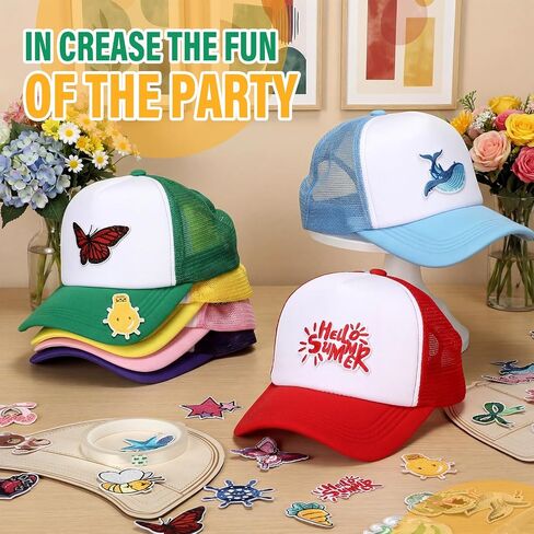 Hercicy 6 Pack DIY Trucker Hats Kit Sublimation Blank Baseball Caps with 56 Embroidered Patches and 3 Trucker Cap Template in Kuwait
