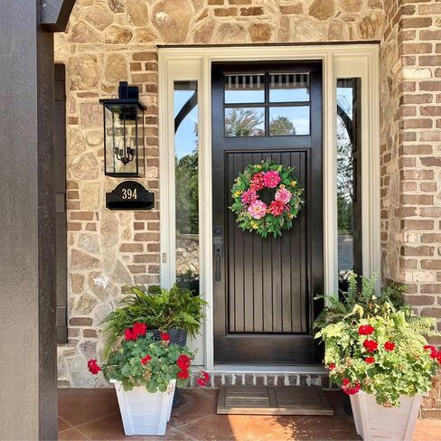 Spring Wreaths for Front Door Outside 24 Inch Spring Door Wreath with Pink Peony, Dahlias & Hydrangea, Handmade Silk Summer Wreaths for Front Door Home Wall Window Proch Seasonal Decor in Saudi Arabia