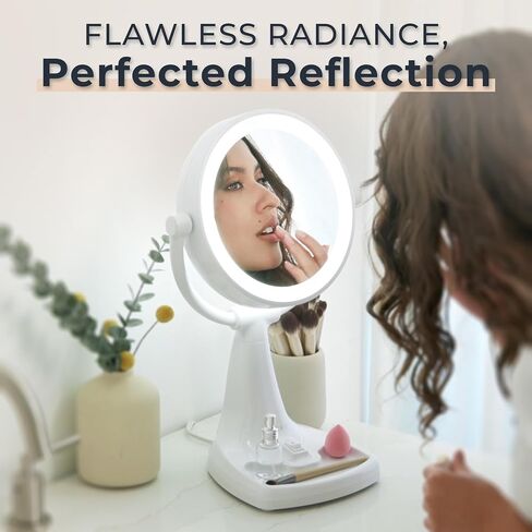 Zadro Eleganze Bright Lighted Makeup Mirror with Magnification and Storage Tray (10X/1X / 11 in Wide x 17.5 in Tall/White) in Kuwait