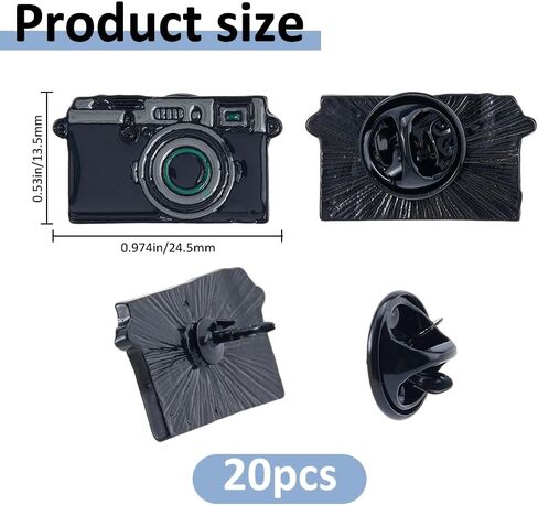 SUPERFINDINGS 20Pcs Camara Enamel Pins Camera Brooch Pins Creative Photographer Gift Lapel Pin Decorative Black Vintage Cmeras Brooches Alloy Photography Jewelry for Photographer Lovers, 13.5x24.5mm in Kuwait