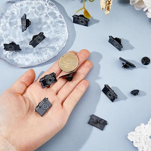 SUPERFINDINGS 20Pcs Camara Enamel Pins Camera Brooch Pins Creative Photographer Gift Lapel Pin Decorative Black Vintage Cmeras Brooches Alloy Photography Jewelry for Photographer Lovers, 13.5x24.5mm in Kuwait