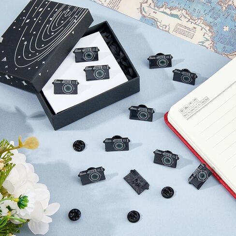 SUPERFINDINGS 20Pcs Camara Enamel Pins Camera Brooch Pins Creative Photographer Gift Lapel Pin Decorative Black Vintage Cmeras Brooches Alloy Photography Jewelry for Photographer Lovers, 13.5x24.5mm in Kuwait