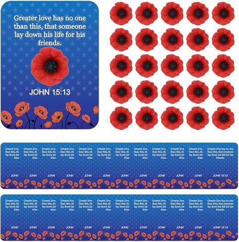 Veteran Day Poppy Pins with Cards Memorial Day Resin Poppy Brooch Pins Church Christian Veteran Appreciation Gifts for Military Veterans Memorial Day Party Favor Decoration in Saudi Arabia