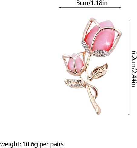 Hollow Pink Rose Brooch with Rhinestones Sparkly Crystal Floral Lapel Pin for Women Party Jewelry for Blouse, Jacket, Scarf, and Coat Accessories (Pink) in Saudi Arabia
