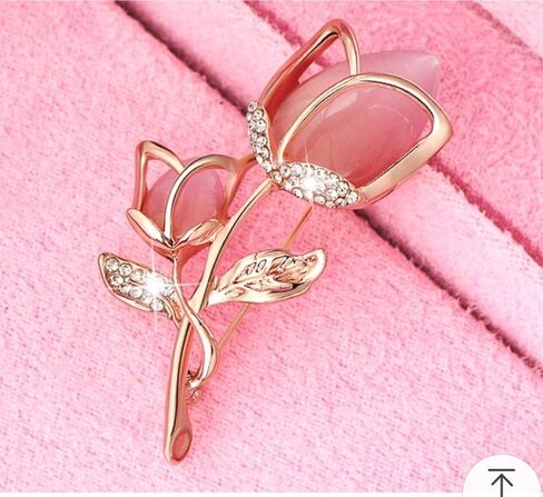 Hollow Pink Rose Brooch with Rhinestones Sparkly Crystal Floral Lapel Pin for Women Party Jewelry for Blouse, Jacket, Scarf, and Coat Accessories (Pink) in Saudi Arabia