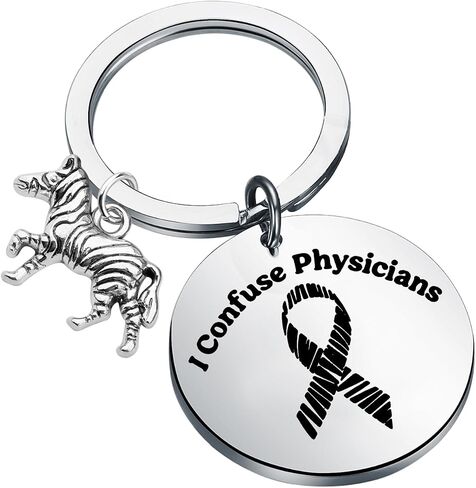 CENWA Ehlers Danlos Syndrome Rare Disease Keychain I Confuse Physicians Keychain Zebra Ribbon Gift in Kuwait