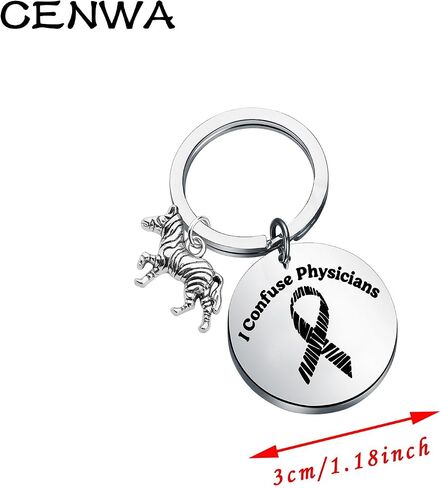 CENWA Ehlers Danlos Syndrome Rare Disease Keychain I Confuse Physicians Keychain Zebra Ribbon Gift in Kuwait