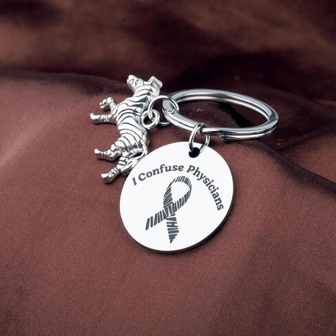 CENWA Ehlers Danlos Syndrome Rare Disease Keychain I Confuse Physicians Keychain Zebra Ribbon Gift in Kuwait