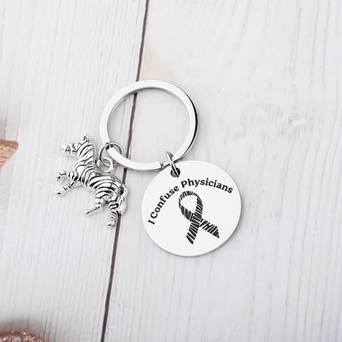 CENWA Ehlers Danlos Syndrome Rare Disease Keychain I Confuse Physicians Keychain Zebra Ribbon Gift in Kuwait