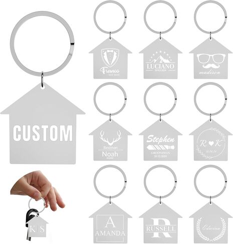 Custom Home Keychains, Pack 5-100 House Shaped Personalized Metal Keychains with Your Logo/Text in Saudi Arabia