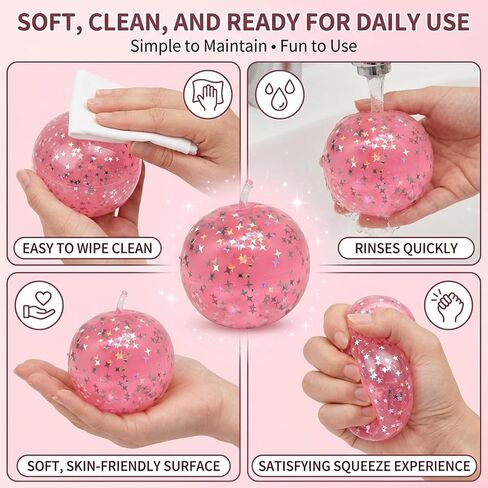 Apple Squishy, Apple Squishies Fidget for Relax Relief and Focus, Pink Star Sensory for Office Desk and Family, 6x6x6 cm Portable Relax Ball in Kuwait
