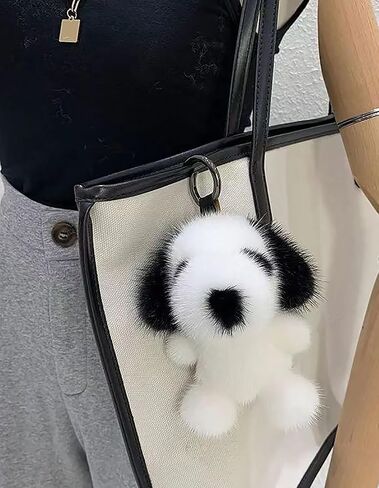 Cute Dog Plush Keychain, Fluffy Puppy Stuffed Animal Keychain Black White Bag Charm for Car Keys, Handbag, Backpack, Unisex Small Gift for Birthday Christmas in Saudi Arabia