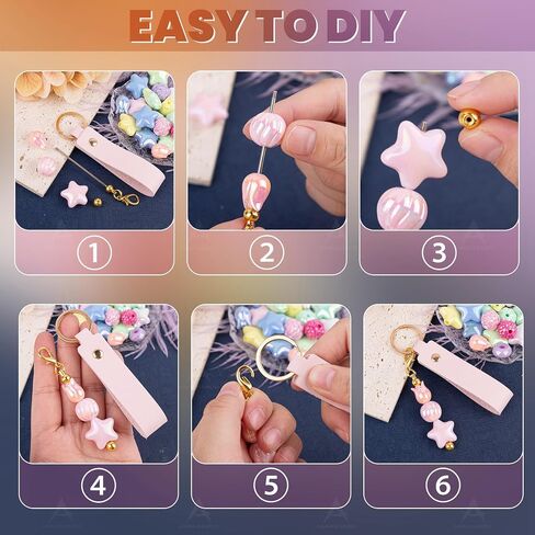 8 Pack Blank PU Leather Keychain With Beadable Key Chain Bars Beaded Key Ring for DIY Craft Bag Charm in Saudi Arabia
