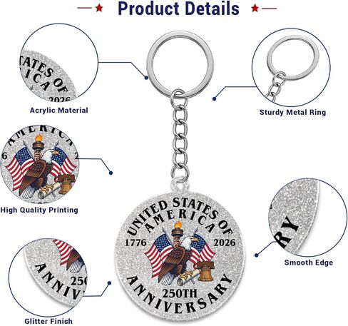 250th Anniversary USA Keychain, 4th of July Independence Day Gifts for Friends Coworkers Teacher Nurse Doctor, Patriotic Keychain Decor for Bag Purse Keys in Saudi Arabia