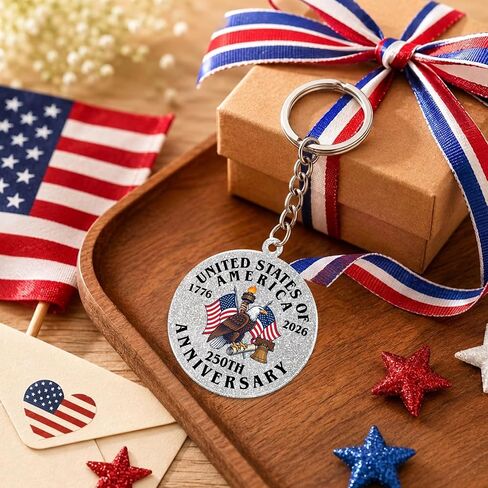 250th Anniversary USA Keychain, 4th of July Independence Day Gifts for Friends Coworkers Teacher Nurse Doctor, Patriotic Keychain Decor for Bag Purse Keys in Saudi Arabia