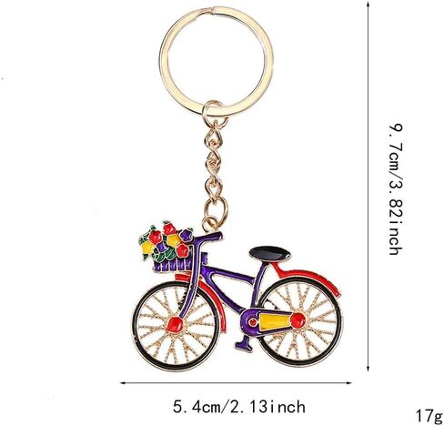 Cute Bicycle Keychain Vibrant Flower Basket Bike Key Chain Design Car Key Ring for Women Men Backpack Wallet Charms Accessories in Saudi Arabia