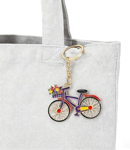 Cute Bicycle Keychain Vibrant Flower Basket Bike Key Chain Design Car Key Ring for Women Men Backpack Wallet Charms Accessories in Saudi Arabia