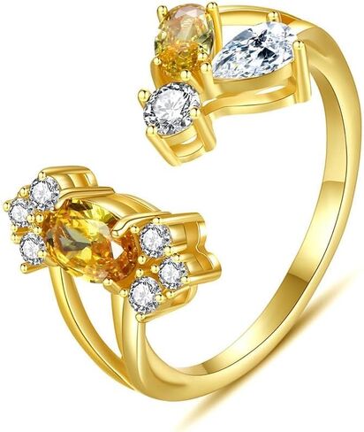 D Color VVS1 Clarity Moissanite Open Rings for Women in 14K Gold, Adjustable Statement Ring, Engagement or Wedding Gift for Her, Special for Celebrations in Saudi Arabia