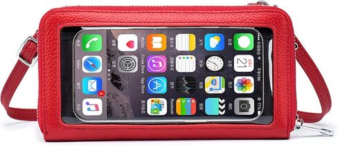 Nsciyise Genuine Leather Crossbody Phone Purse for Women – Touchscreen Window Clutch Bag with Detachable Strap, Gift for her in Kuwait