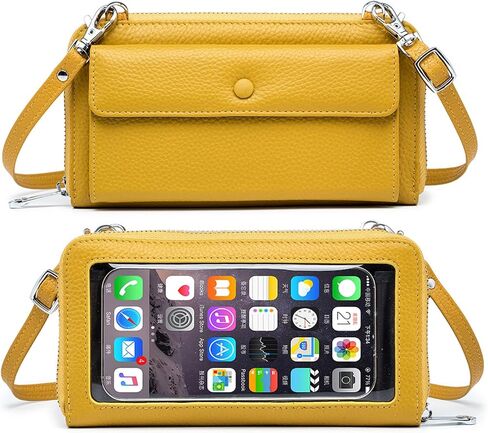 Nsciyise Genuine Leather Crossbody Phone Purse for Women – Touchscreen Window Clutch Bag with Detachable Strap, Gift for her in Kuwait