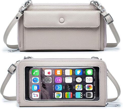 Nsciyise Genuine Leather Crossbody Phone Purse for Women – Touchscreen Window Clutch Bag with Detachable Strap, Gift for her in Kuwait