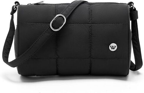 WESTBRONCO Small Puffer Crossbody Bags for Women Mini Barrel Bag Cute Bucket Bag with 2 Side Pocket Nylon in Saudi Arabia
