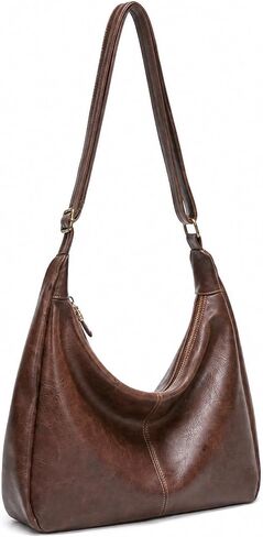 Shoulder Bag for Women Brown Hobo Bags Ultra Soft Vegan Leather Handbag Casual Foldable Slouchy Purse for Travel in Saudi Arabia