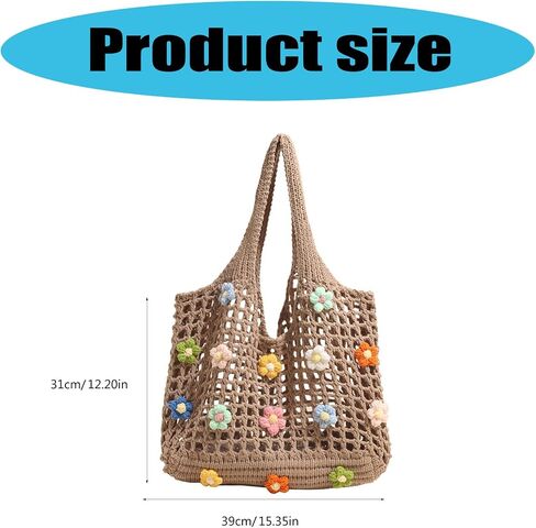 Large Capacity Crochet Beach Tote Bags For Women, Foldable Shoulder Bag For Vacation, Hollow Mesh Armpit Trendy Handbag in Saudi Arabia