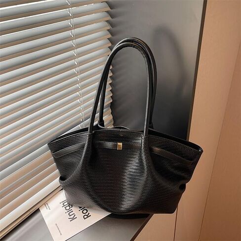 Designer Large Capacity Tote Bag for Women Trendy Wrinkled Top-Handle Woven Texture Underarm Tote Bag for Travel School Work in Kuwait