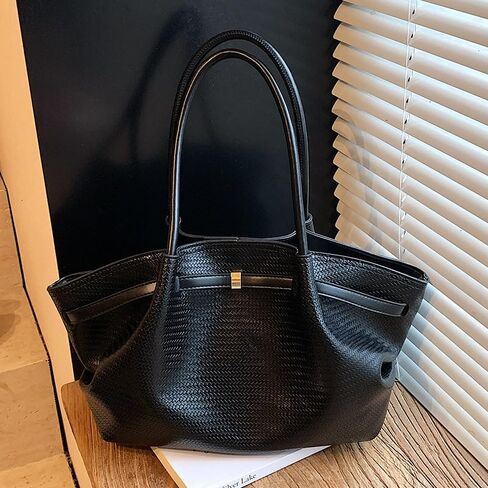Designer Large Capacity Tote Bag for Women Trendy Wrinkled Top-Handle Woven Texture Underarm Tote Bag for Travel School Work in Kuwait