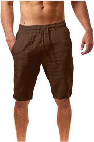 Xiaojmake Men's Linen Shorts Cotton Linen Casual Work Shorts Summer Lightweight Workout Gym Yoga Shorts Active Track Shorts in Kuwait