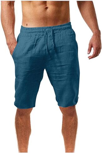Xiaojmake Men's Linen Shorts Cotton Linen Casual Work Shorts Summer Lightweight Workout Gym Yoga Shorts Active Track Shorts in Kuwait